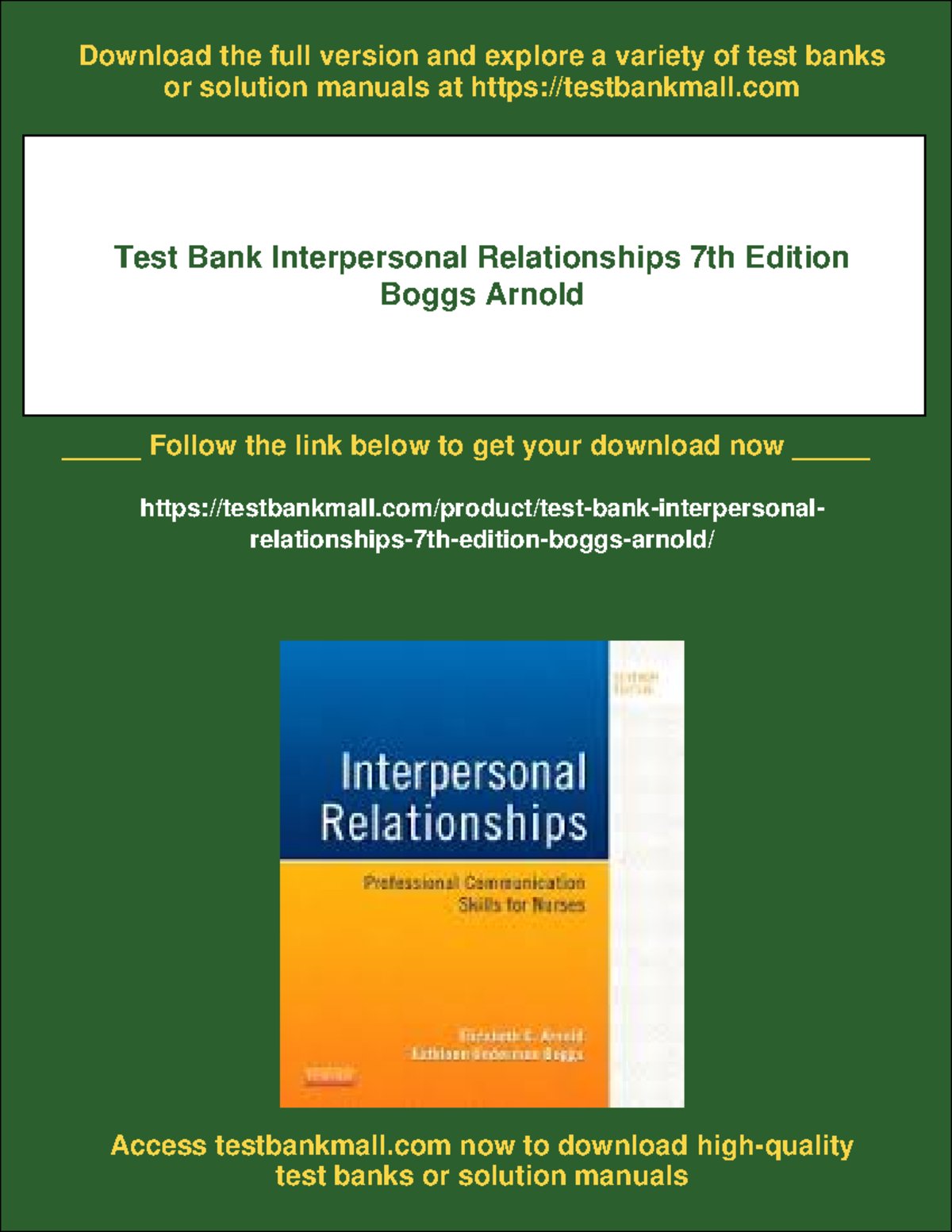 10174 - Test bank interpersonal relationships 7th edition boggs arnold ...
