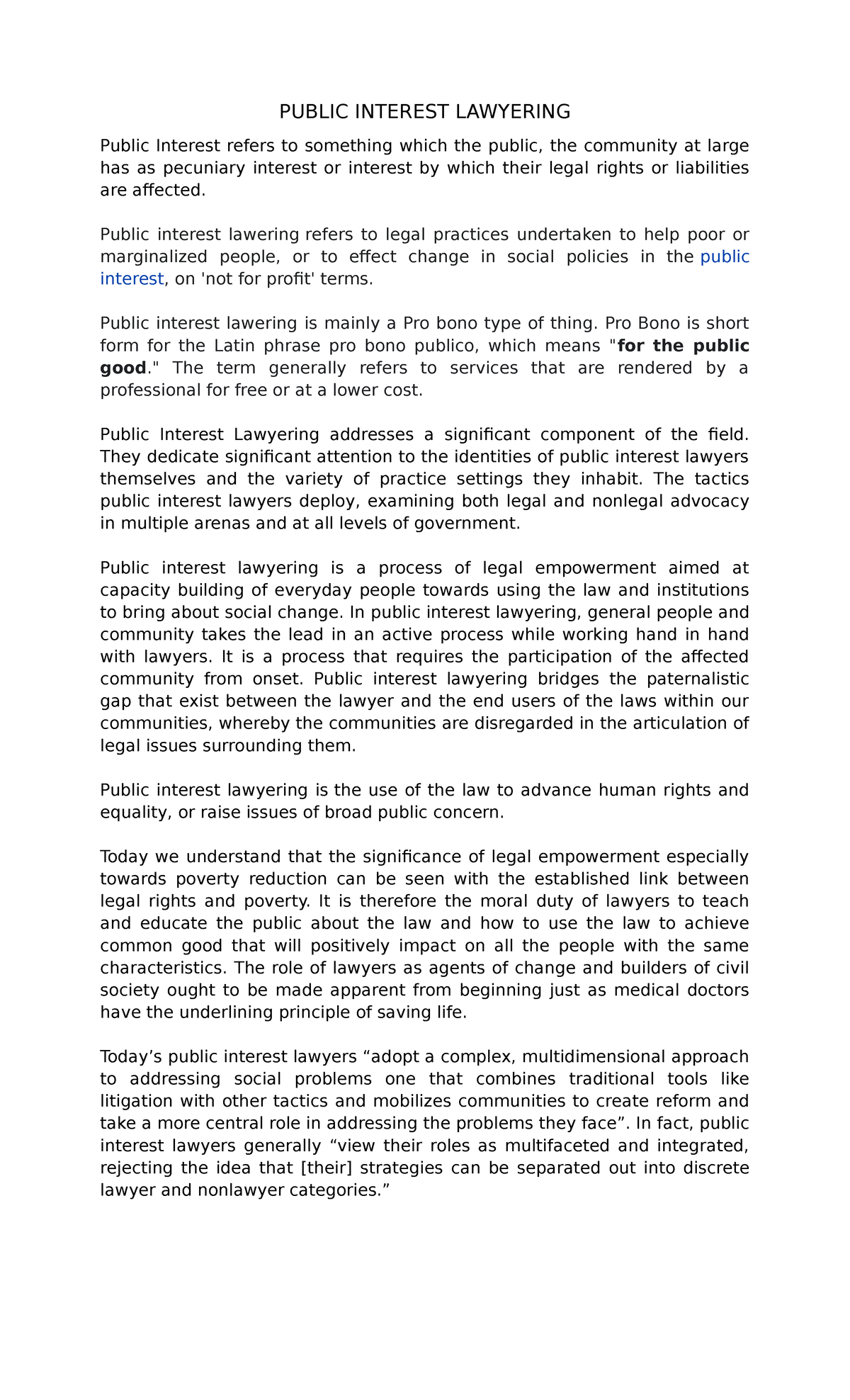 Public Interest Lawyering: Empowering Communities for Social Change ...
