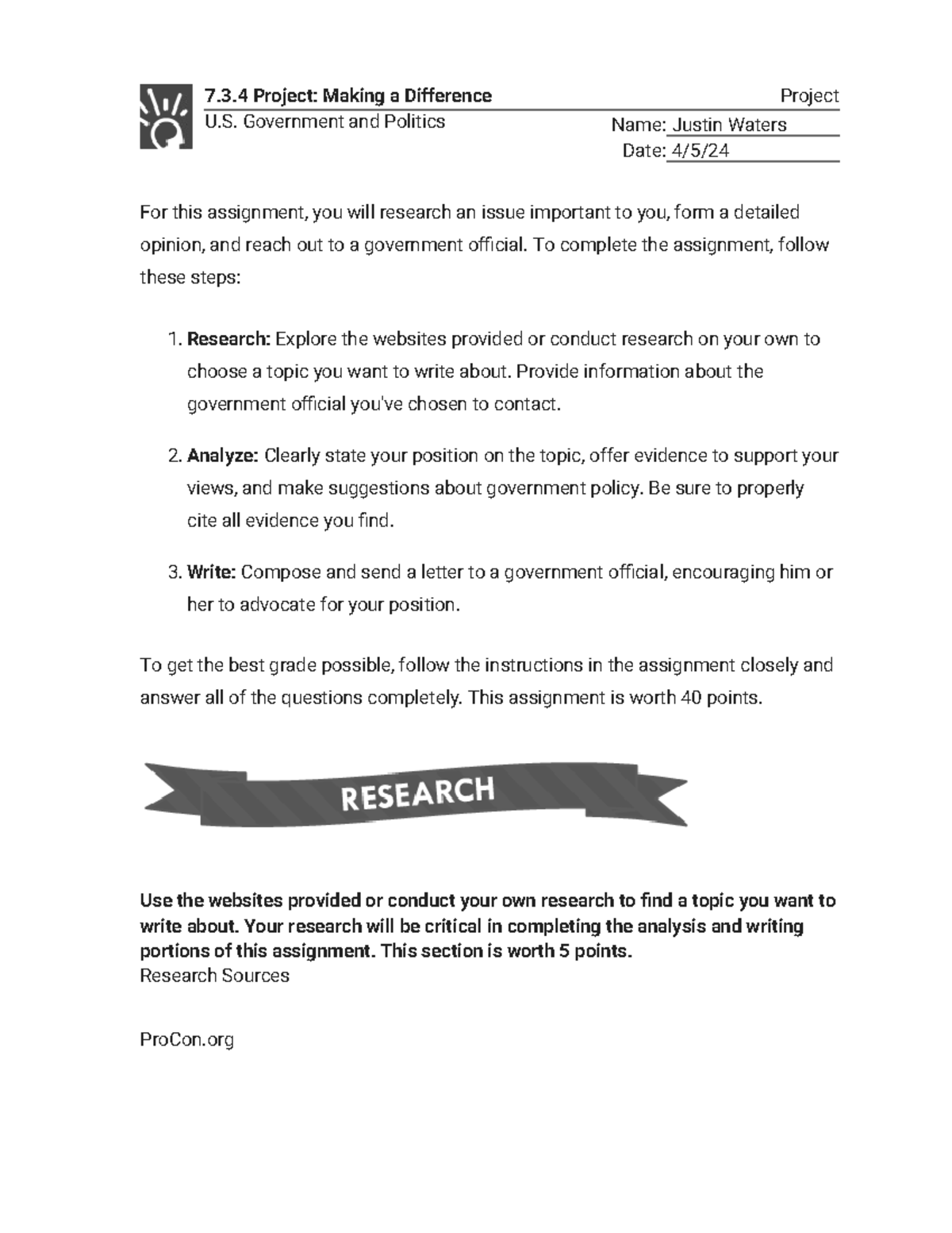7.3.4 Project - Advocacy for the Fair Chance Initiative - Studocu