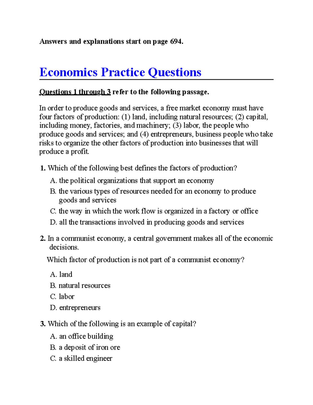 Economics 1 - Practice Questions and Answers for Social Studies - Studocu