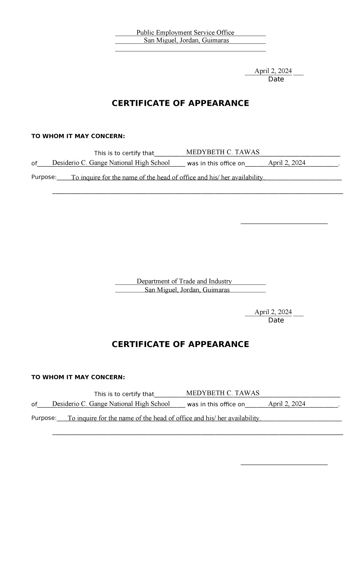 Image 12 for Certificate Of Appearance Template