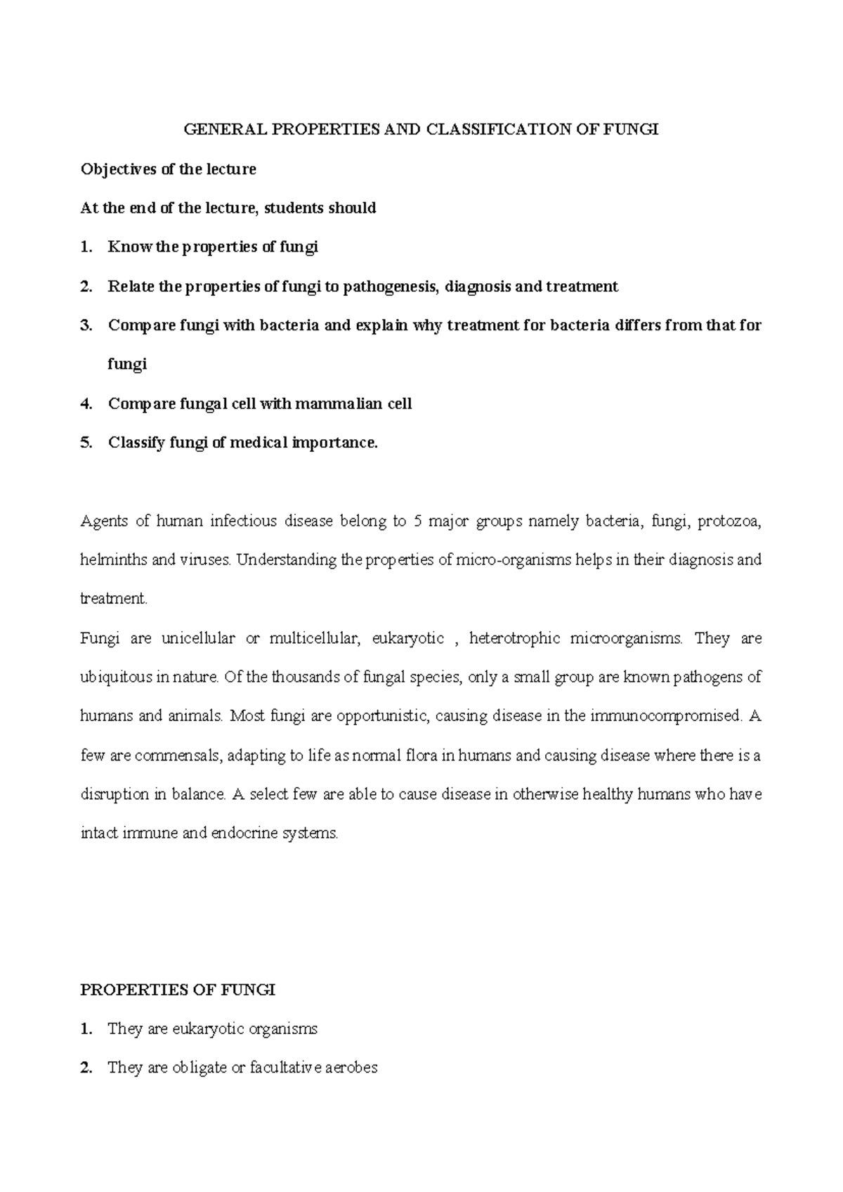 General properties of fungi and classification - GENERAL PROPERTIES AND ...