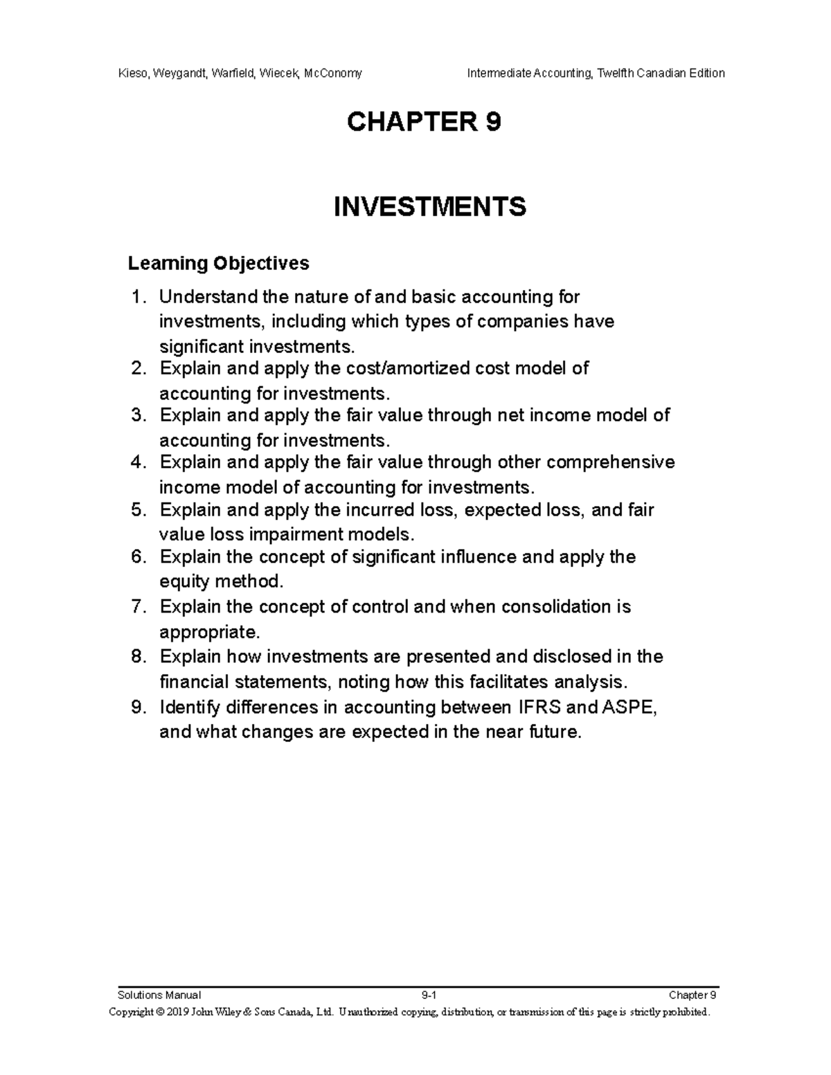Ch09 - Answers - CHAPTER 9 INVESTMENTS Learning Objectives Understand ...