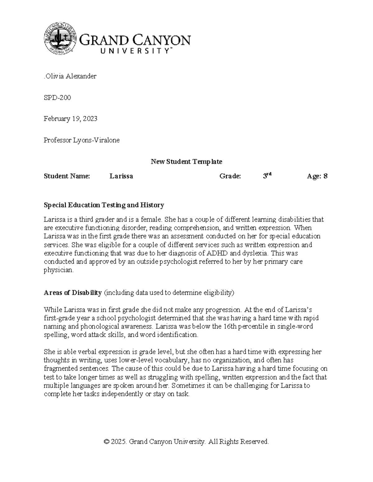 Special Education Case Study: Larissa's Learning Challenges and Support ...