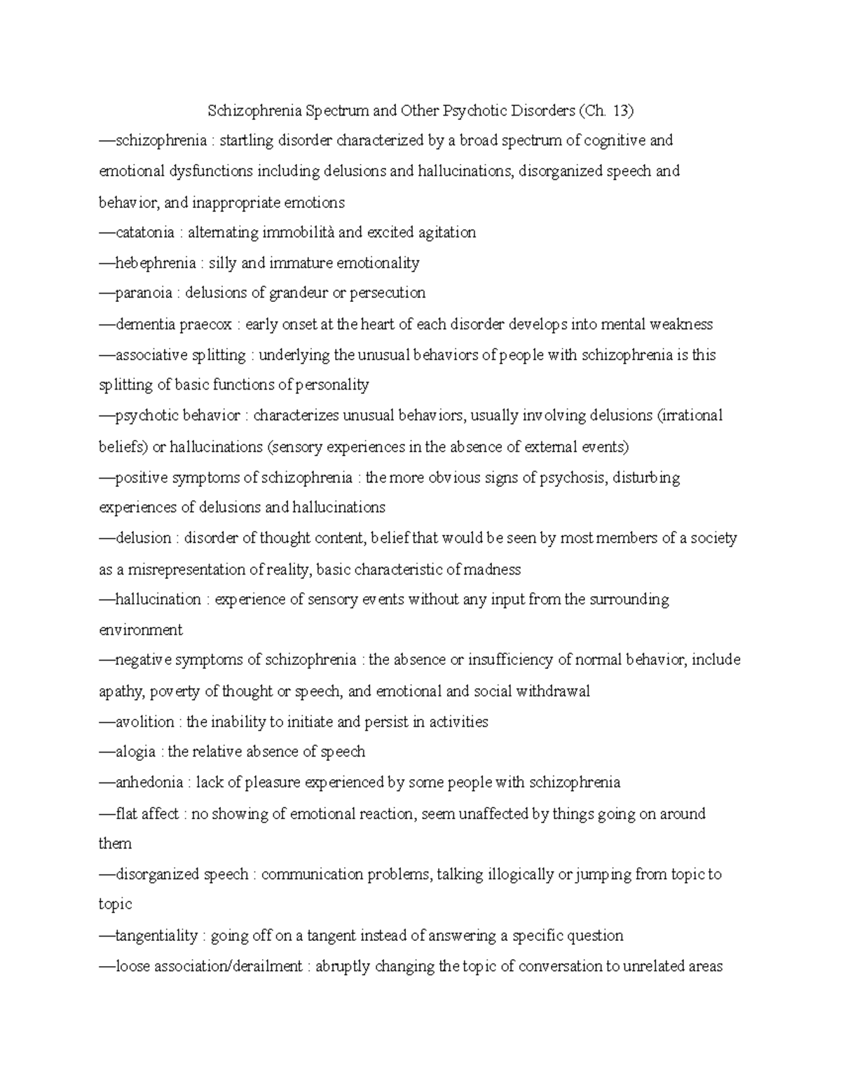 Ch. 13 Schizophrenia - Schizophrenia Spectrum and Other Psychotic ...
