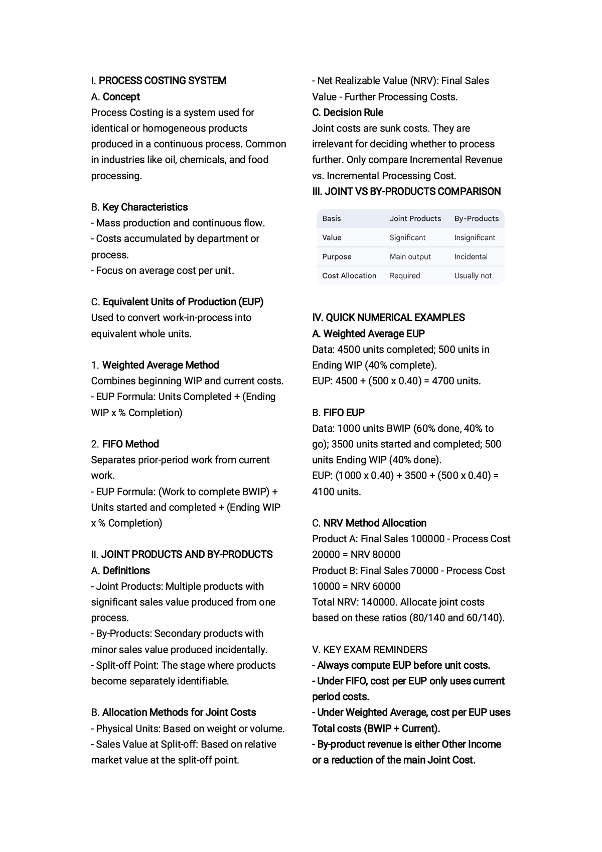 Cost Accounting and Control: Process Costing System Overview - Studocu