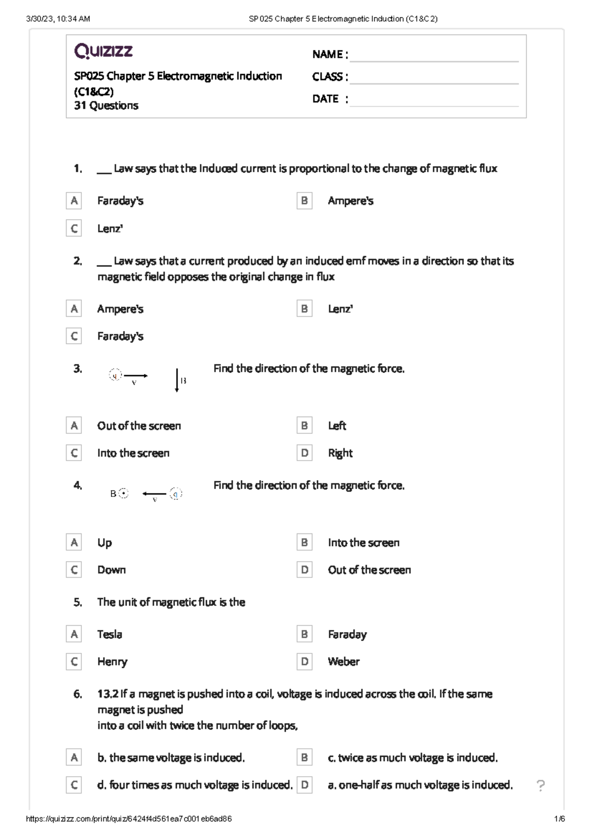 SP025 Chapter 5 Electromagnetic Induction (C1&C2) - SP025 Chapter 5 ...