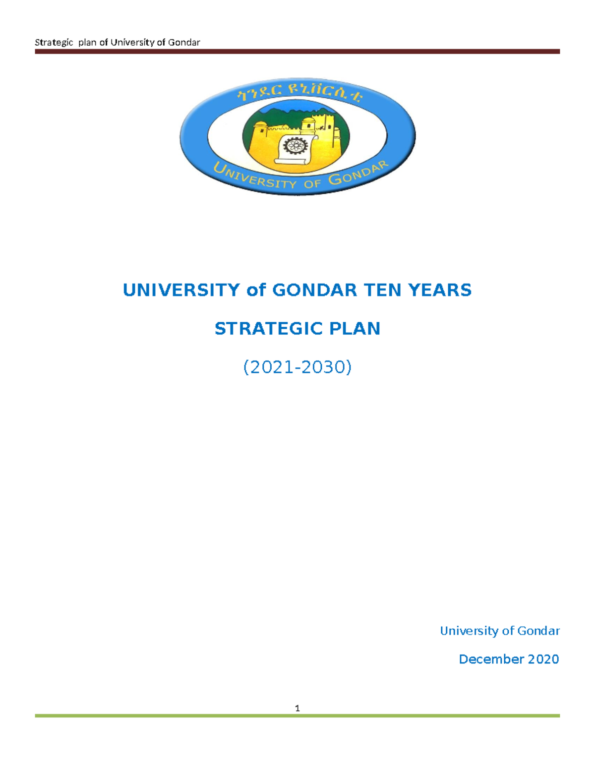 Uo G 2021-2030 Strategic Plan: English Version Overview and Analysis ...