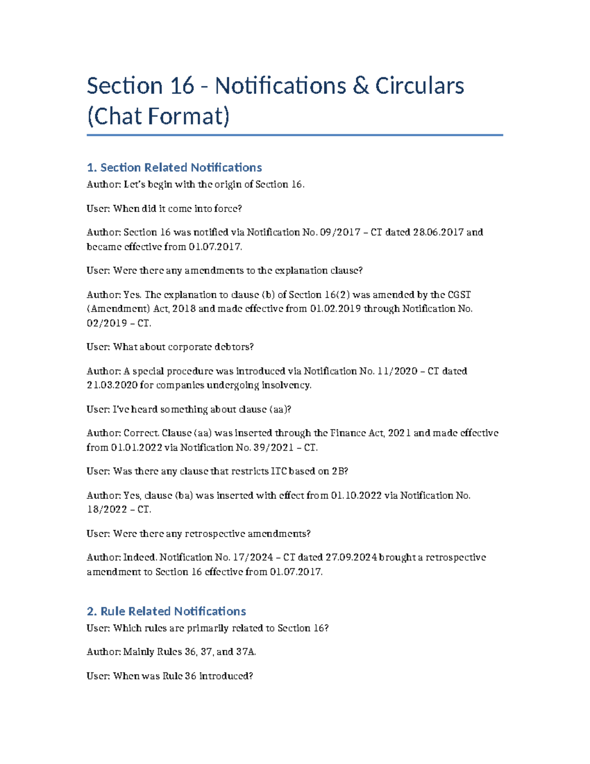 Section 16 Notifications Circulars: Key Updates & Amendments - Studocu