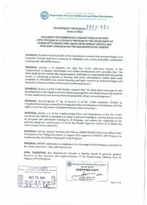 Memorandum Circular No. 2023-002: Guidelines for 4PH Program ...