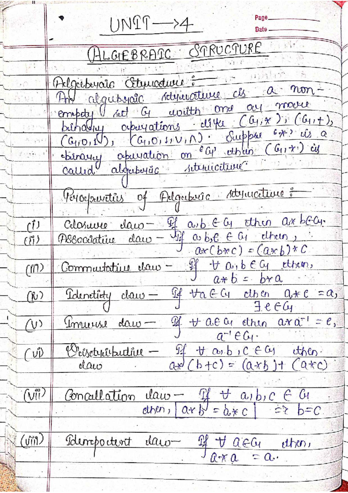 Unit 4 - DSTL Algebraic Structures and Group Theory Notes - Studocu