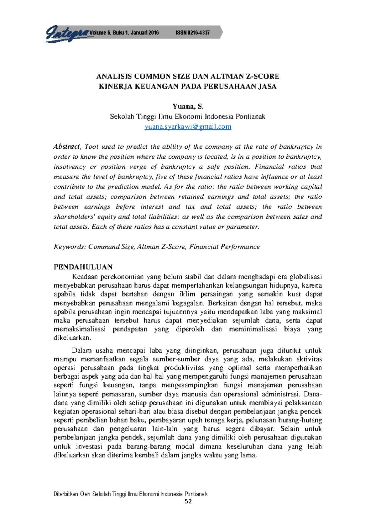 91 261 1 PB - Analisis Common Size dan Altman Z-Score pada Perusahaan Jasa - Document Preview
