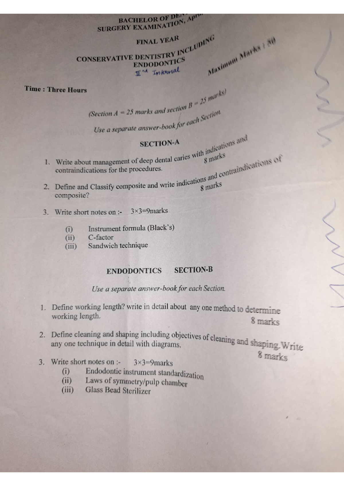 BDS 2660 Final Exam: Conservative Dentistry and Endodontics Past Papers ...
