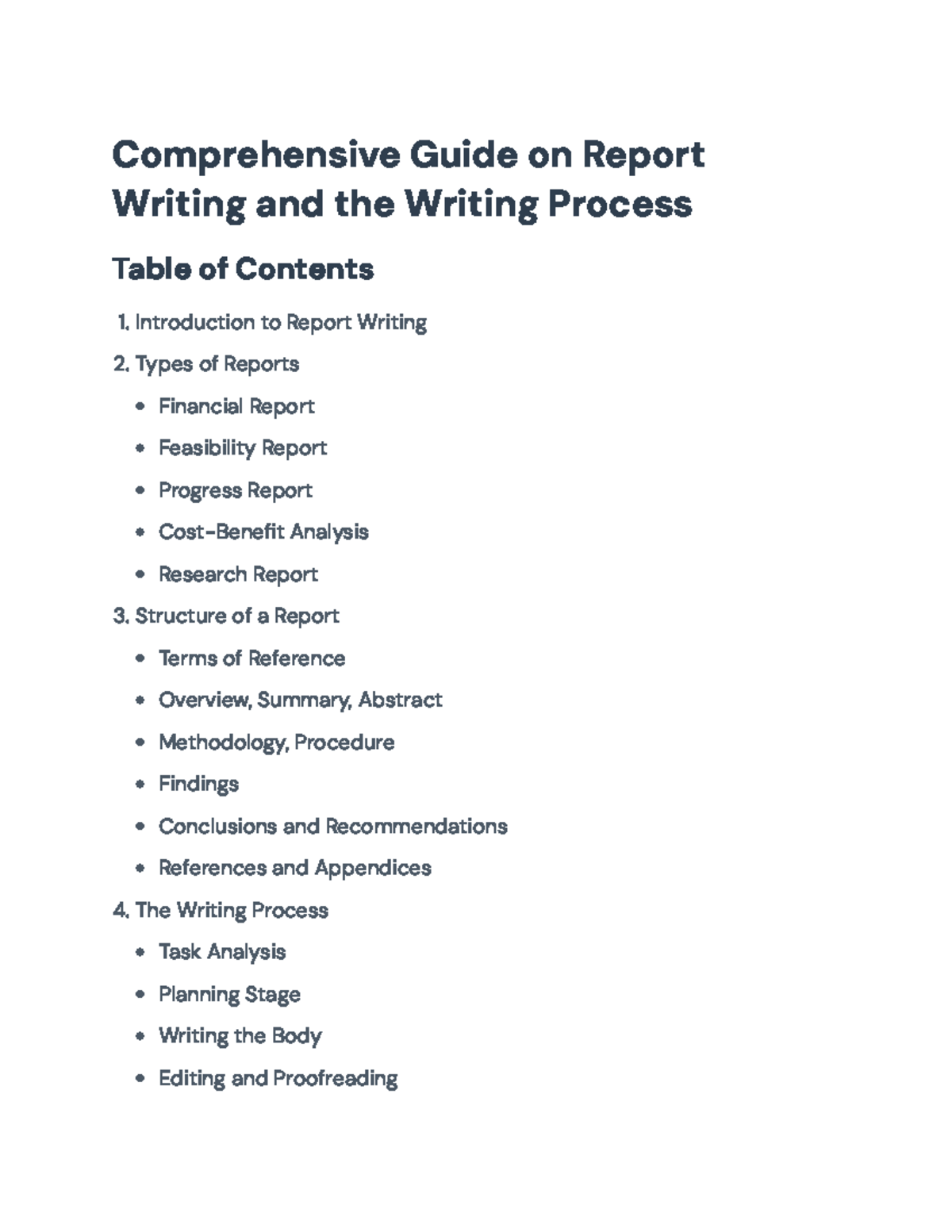 Comprehensive Guide to Report Writing and the Writing Process - The ...