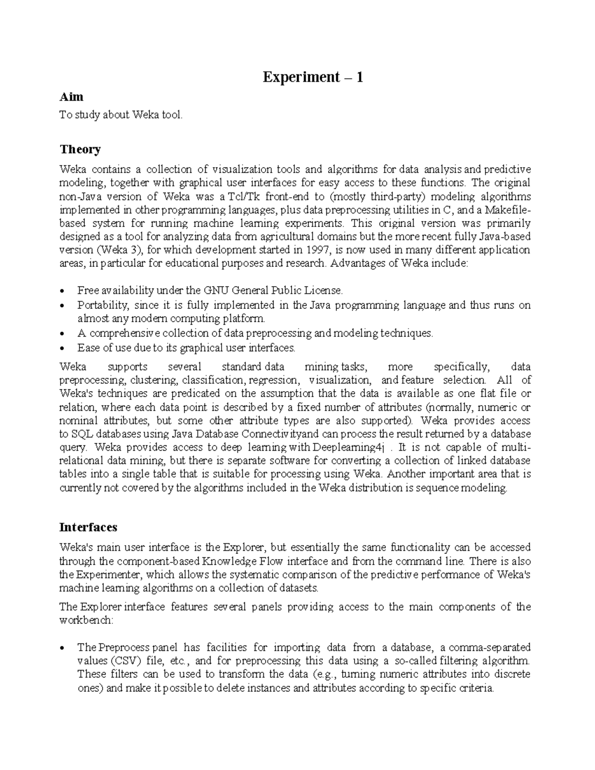 ML File Final - Practical file - Experiment – 1 Aim To study about Weka ...