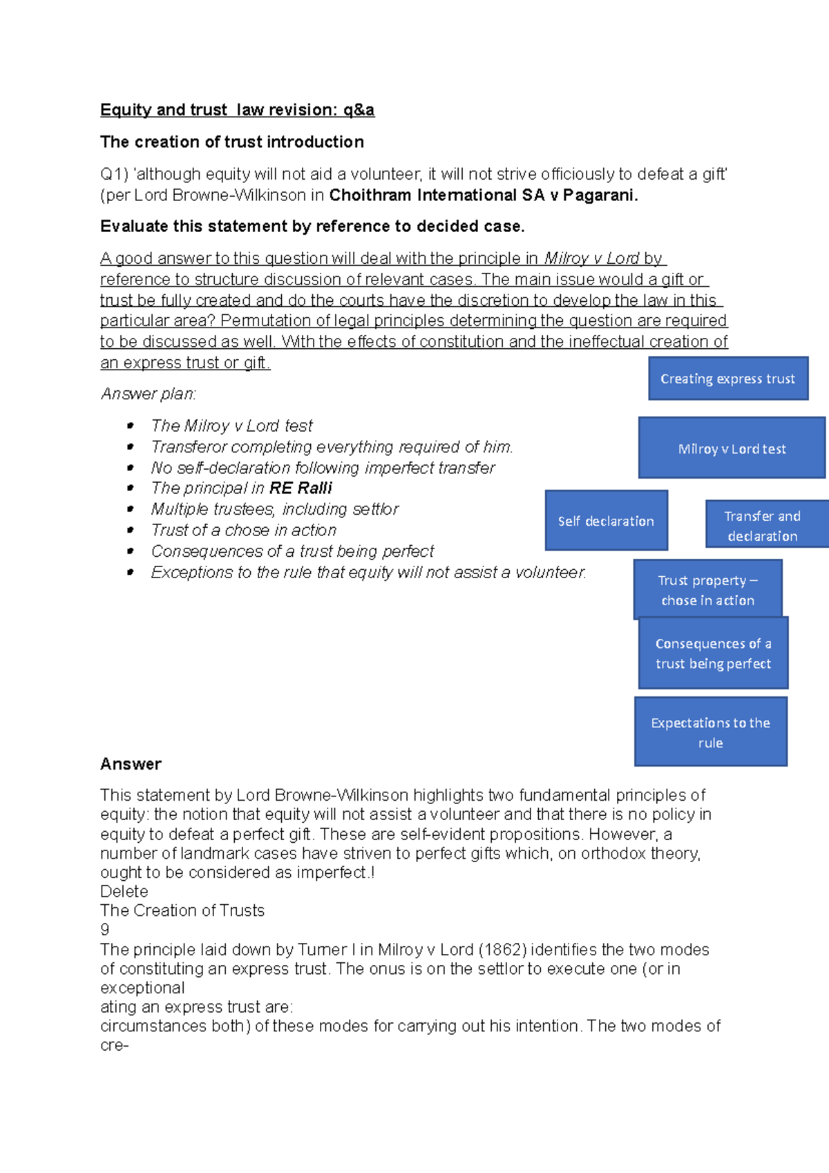 Equity and Trust Law Revision: Q&A for Exam Preparation (Course Code ...