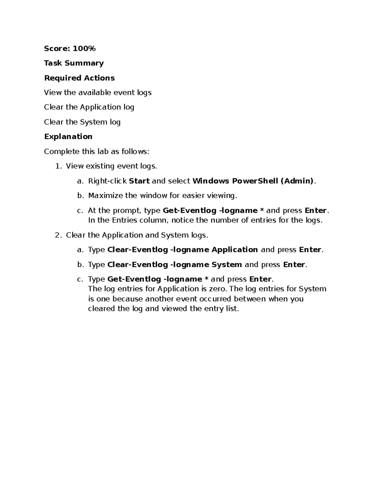8.4.10 Lab: Managing Event Logs in Windows PowerShell - Studocu