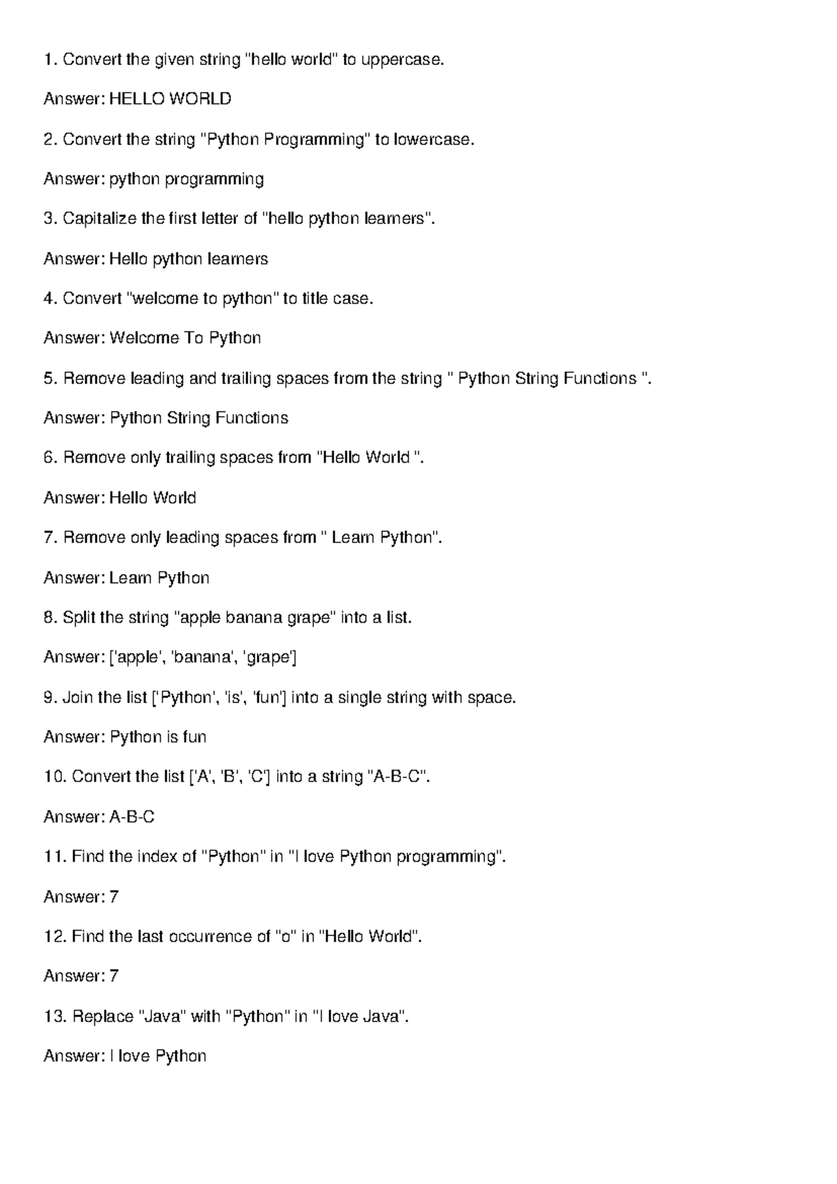 String Functions Questions and Answers - Convert the given string ...