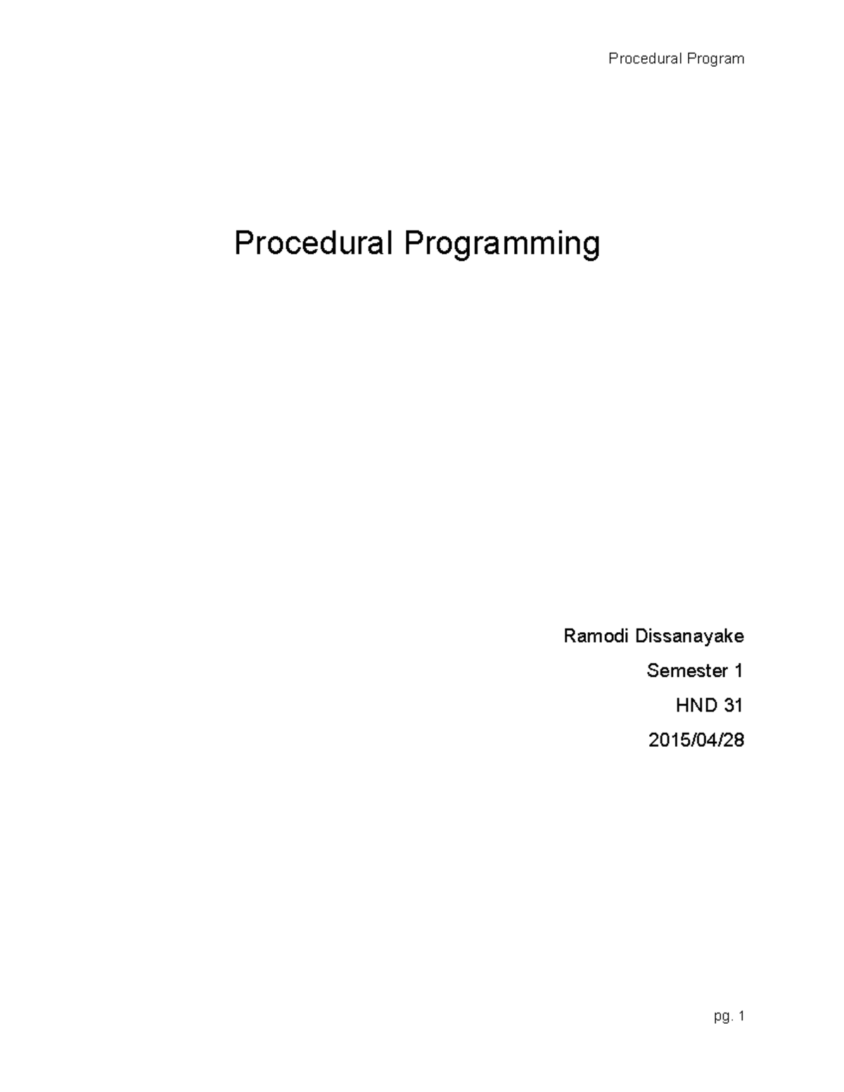 Task 2 - procedural programming - Procedural Programming Ramodi ...