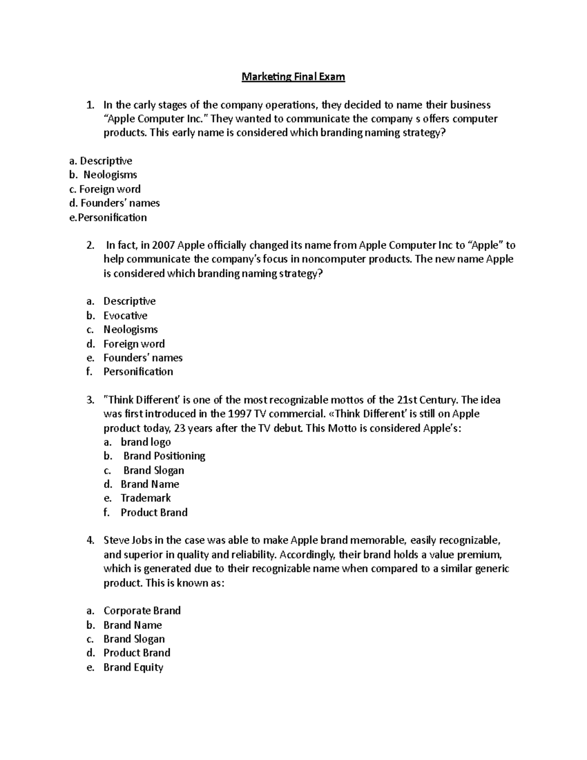 Marketing 101 - Final Exam Study Notes on Apple Branding Strategies ...