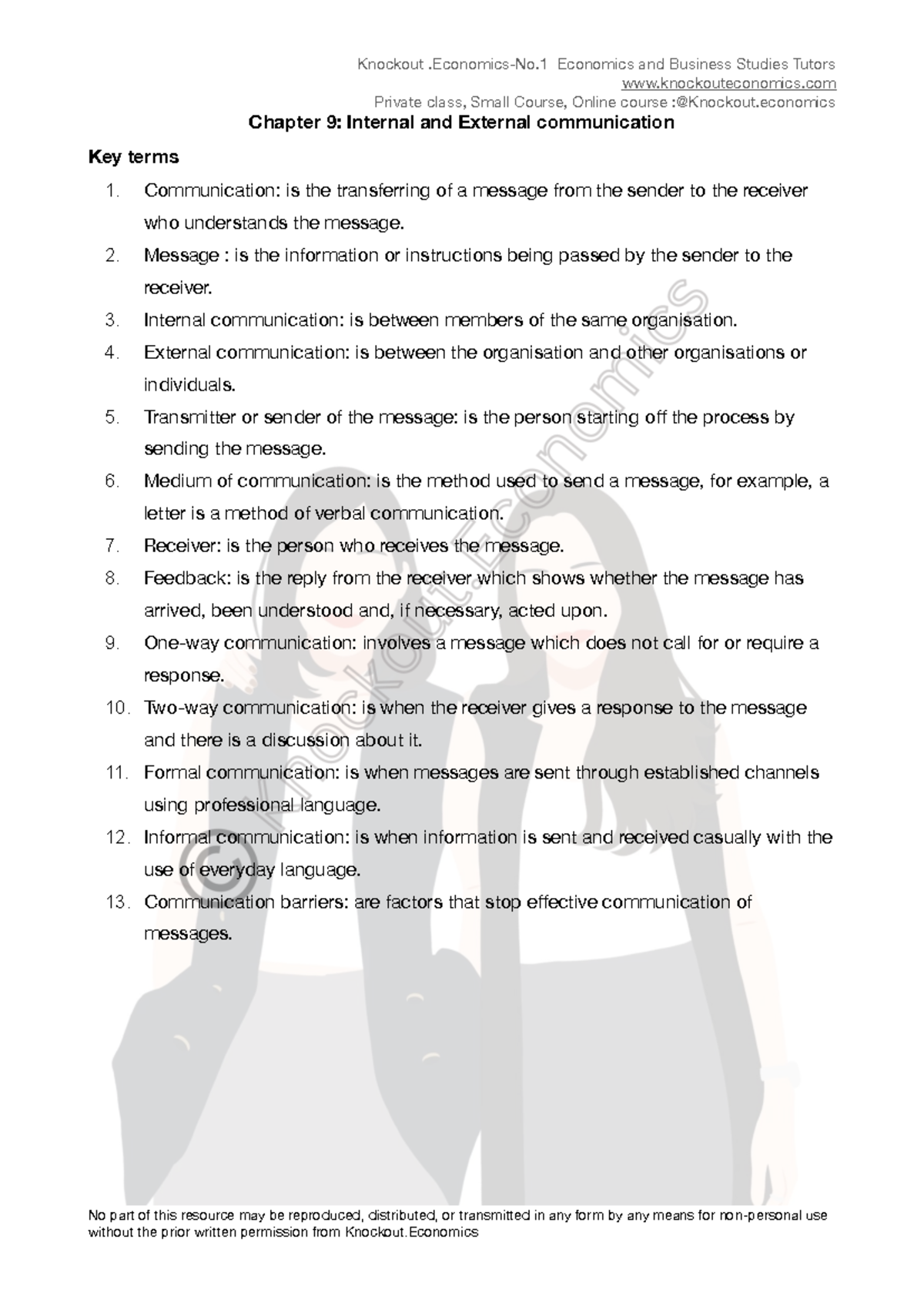 9 Internal and External communication - Message : is the information or ...