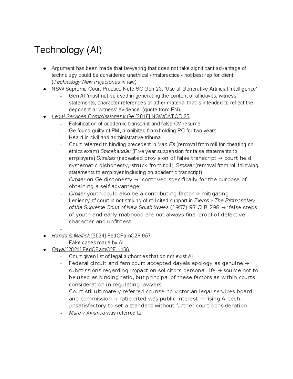 Ethics Companion: Legal Practice & Technology (AI) Insights (LAW101 ...