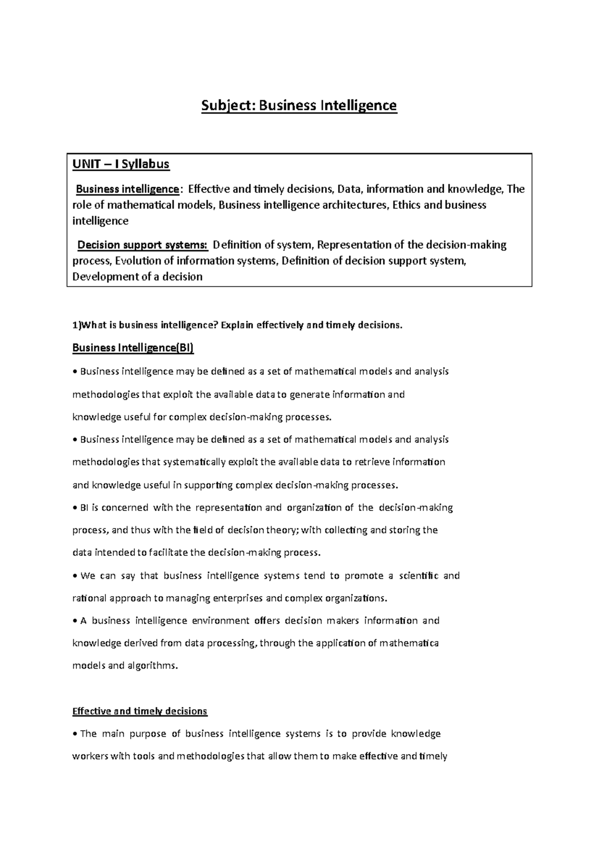 Business Intelligence (BI) - Chapter 1: Core Concepts & Frameworks ...