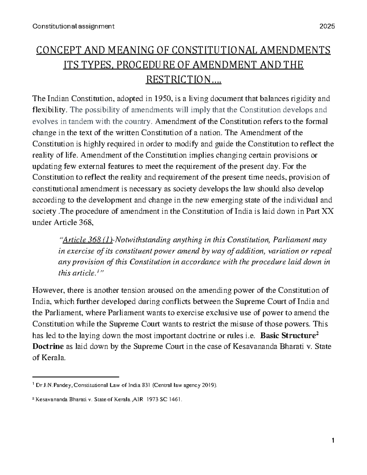 Constitutional assignment 2025: Understanding amendments and their ...