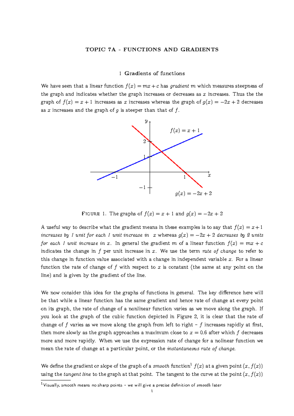 TOPIC 7A FUNCTIONS AND GRADIENTS: Understanding Gradients and Rates of ...