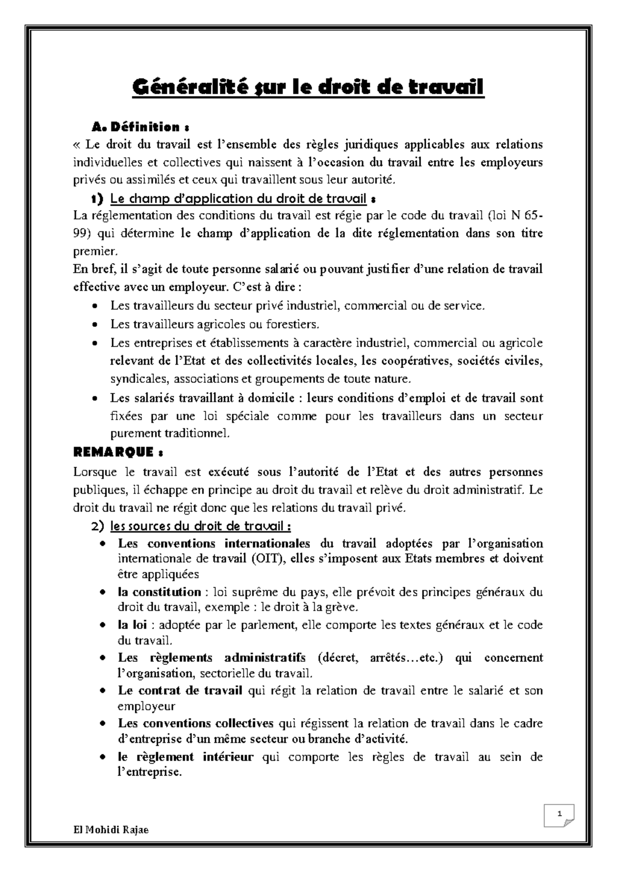 Législation du Droit du Travail : Généralités et Contrats (Droit 101 ...