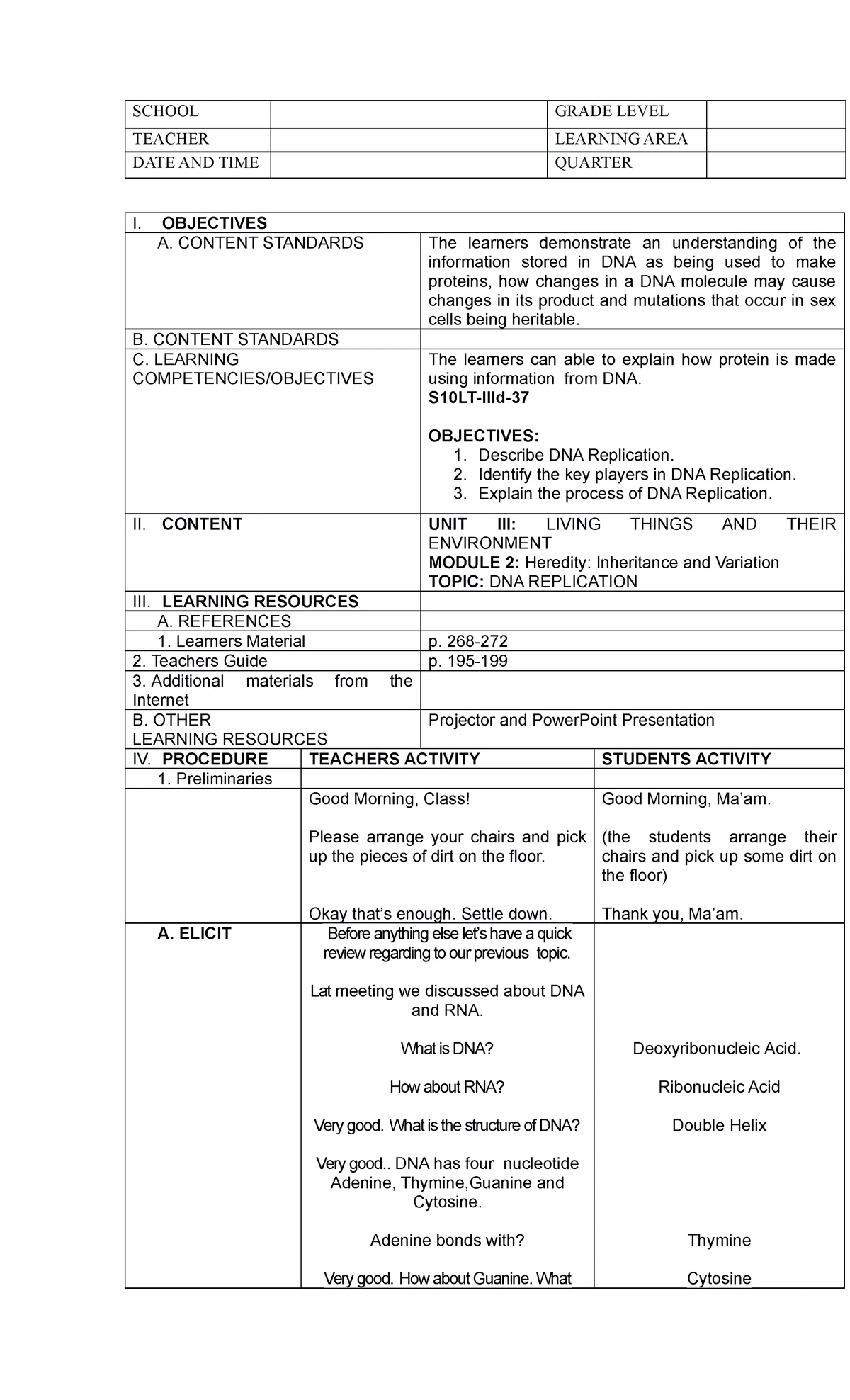 RMA G7 to G10 Answer Sheet - bachelor of technical teacher education ...