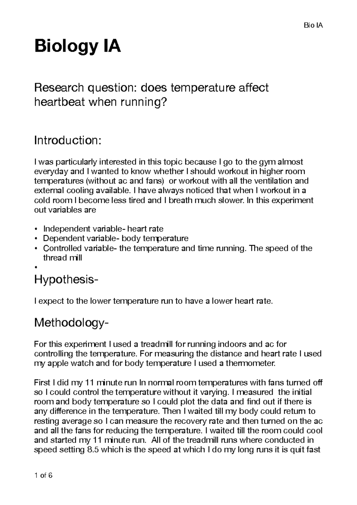 Bio ia pdf final - It is a bio IA - Biology IA Research question: does ...