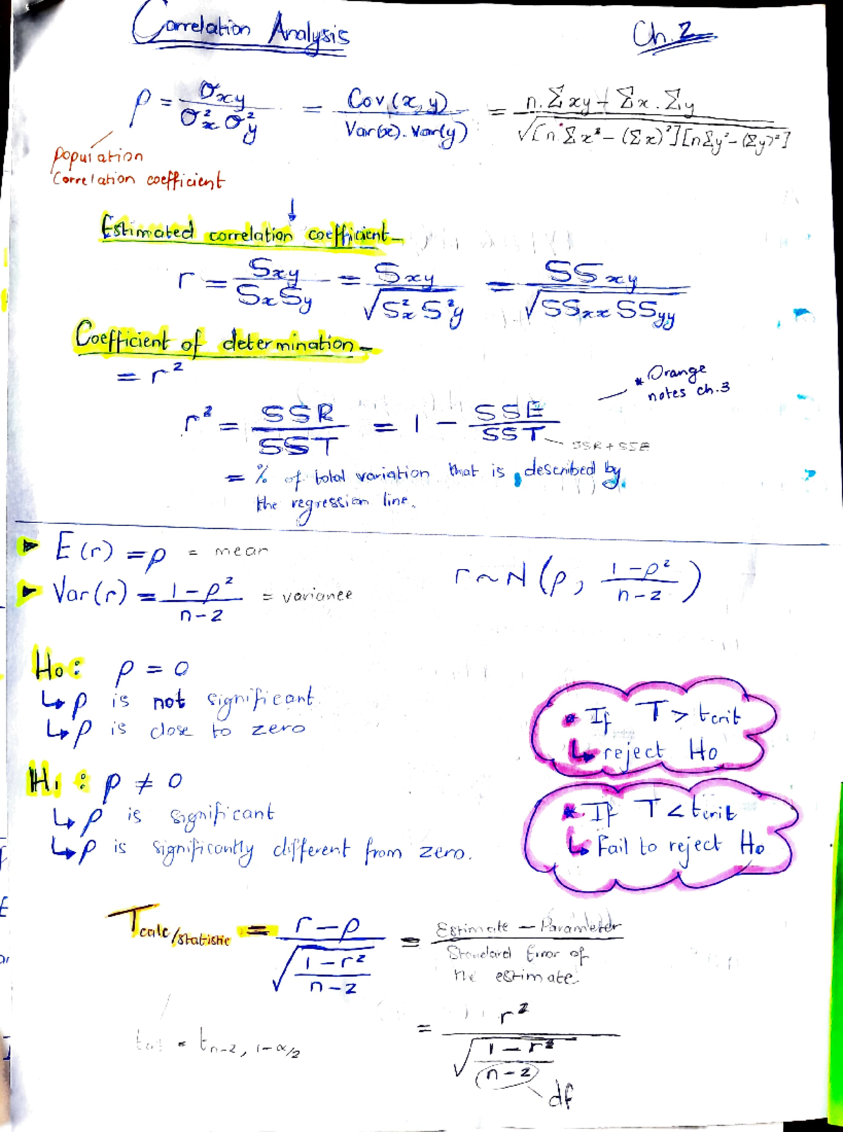 Ch2 - Correlation Coefficient Overview and Analysis - Studocu