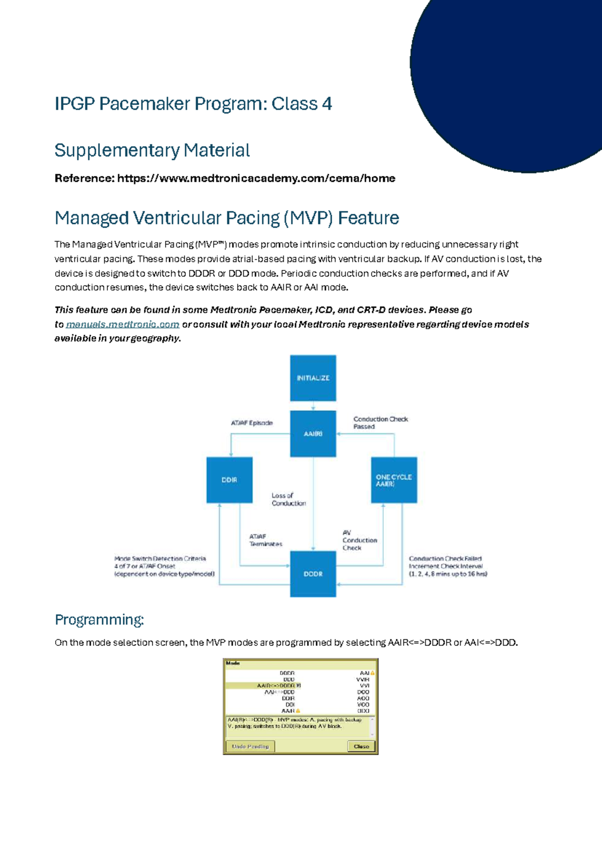 IPGP Class 4 Supplementary Material: Managed Ventricular Pacing (MVP ...