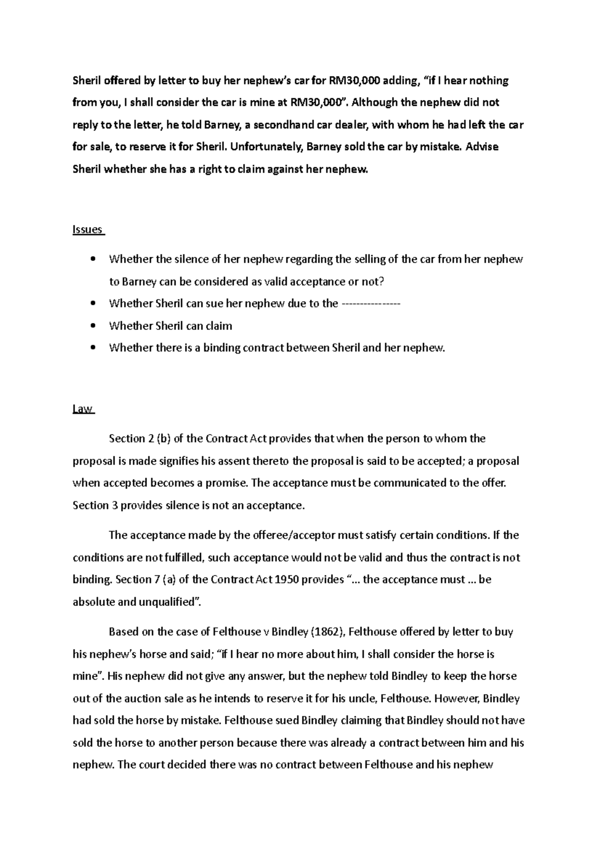 LAW240 Offer and Acceptance: Key Notes on Contractual Rights - Studocu