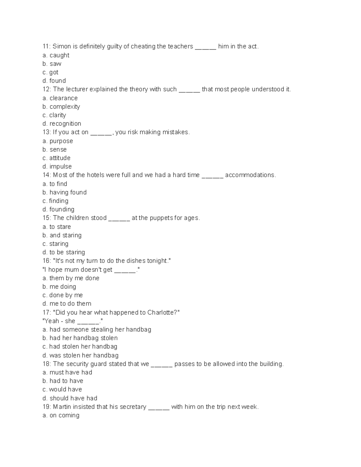 MCQ Classwork - English Language Practice Questions - Studocu