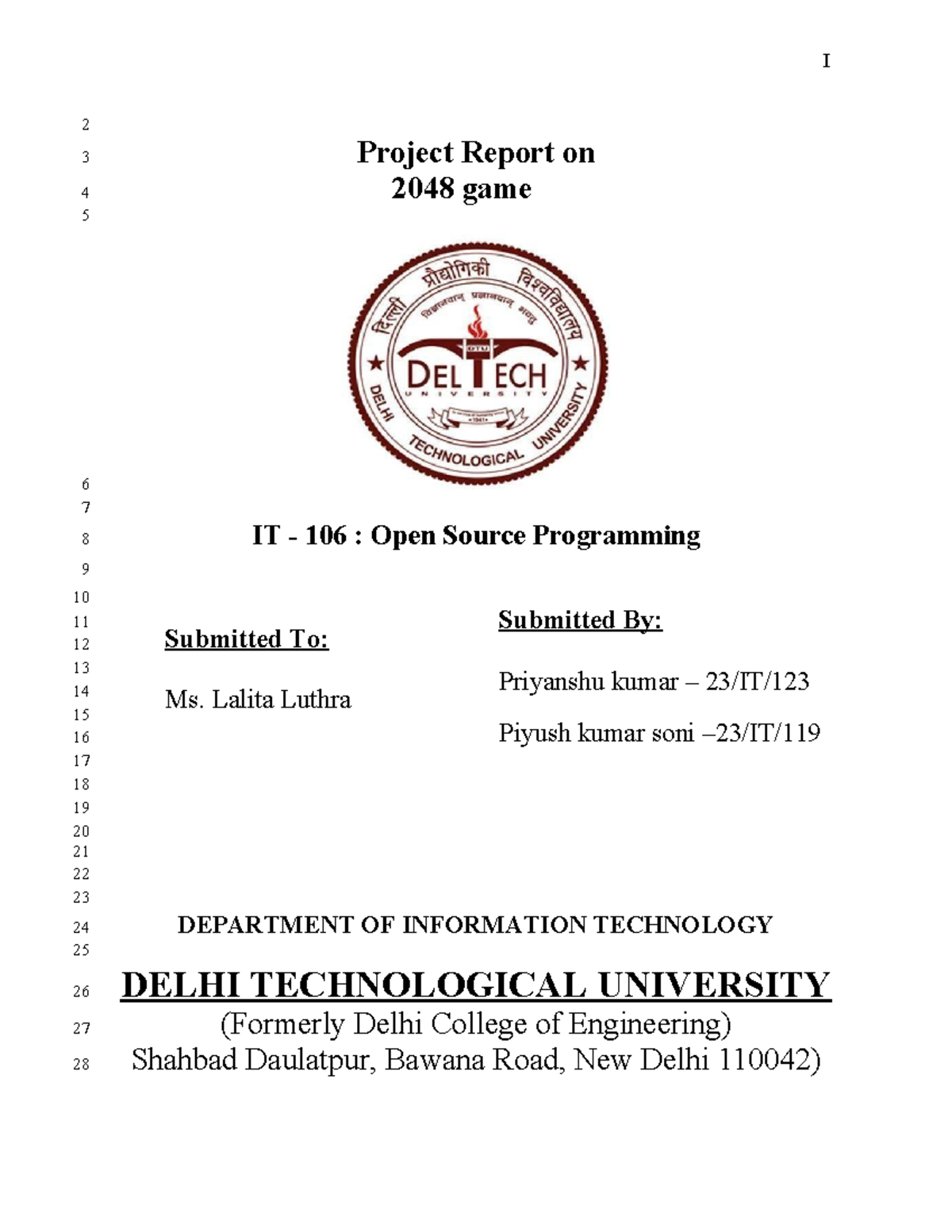 IT-106 Project Report: Development of a Library Management System - Studocu