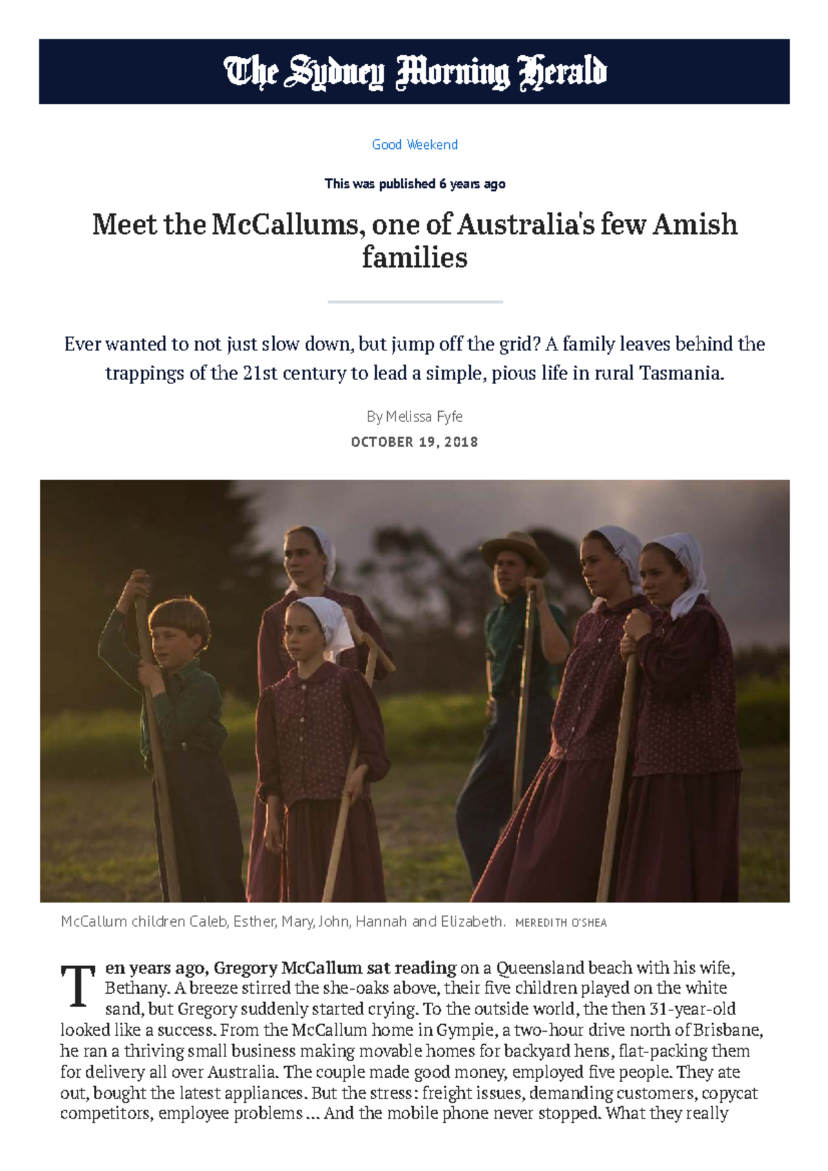 Meet the McCallums Life as One of Australia's Few Amish Families Studocu — free download