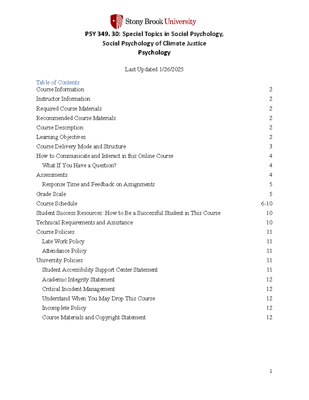 Syllabus PSY349 Social Psych of Climate Change.docx - PSY 349. 30 ...
