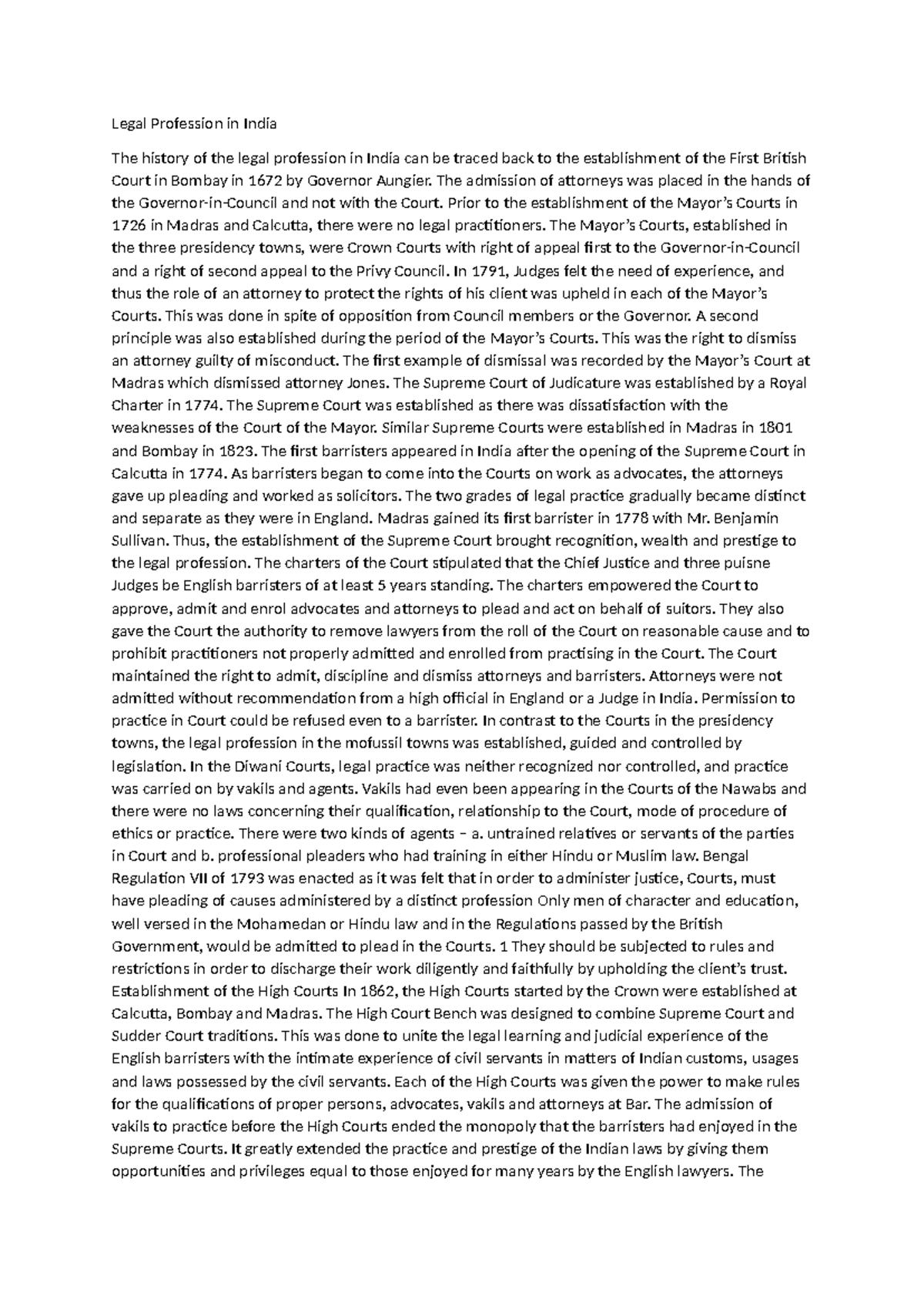 Legal Profession in India: Historical Overview and Ethical ...