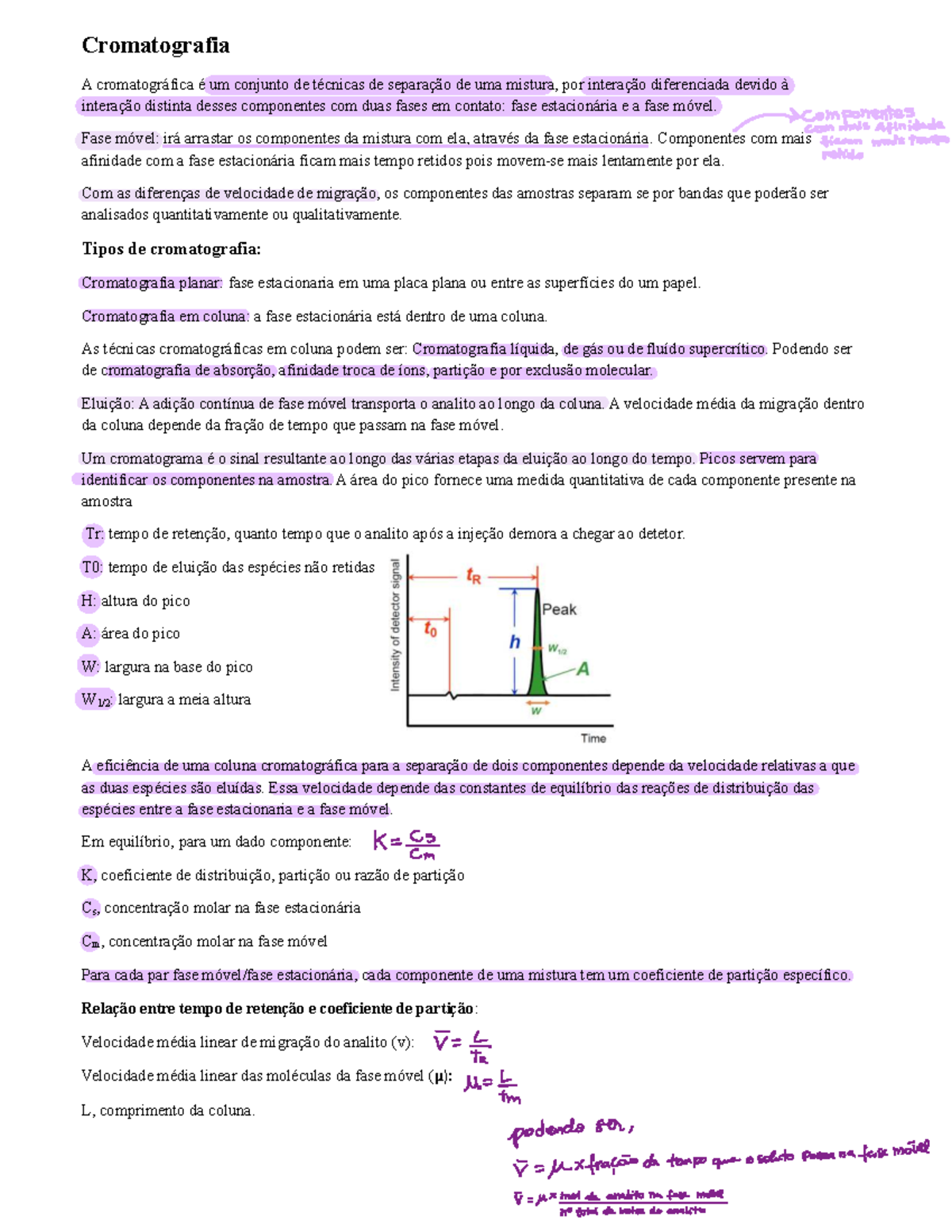 Resumo do Teste 2: Cromatografia e Eletroforese - Document Preview