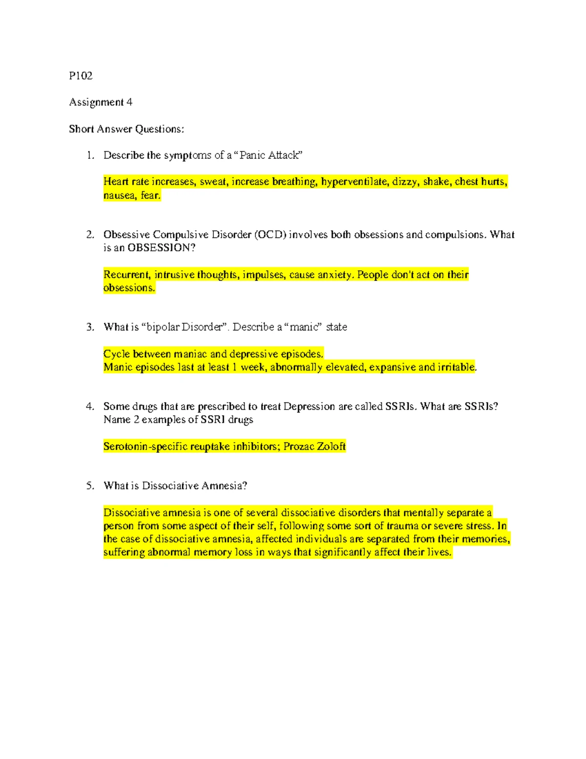 PSY-P102 Exam 3 Study Guide: Stress, Health Psychology, and Disorders ...