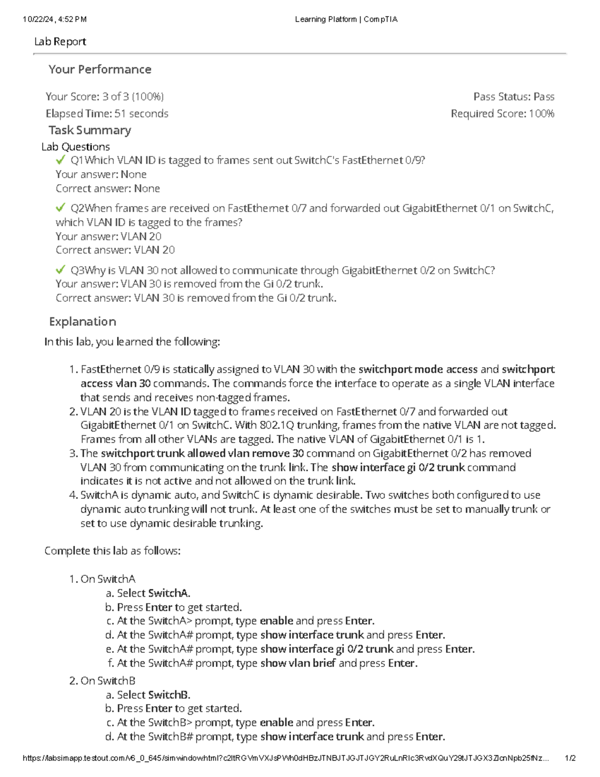 11.7.4 - VLAN Information Lab Report (Simulation) Analysis - Studocu