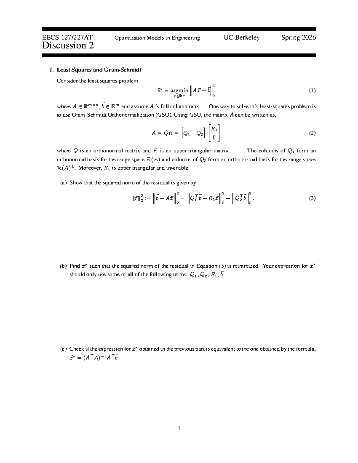 EECS 202 Spring 2026 Discussion 2: Optimization & Eigenvalues Notes ...