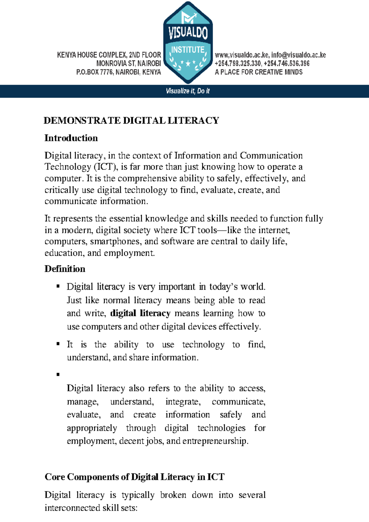 DIGITAL LITERACY IN ICT: Key Concepts and Skills Overview - Studocu