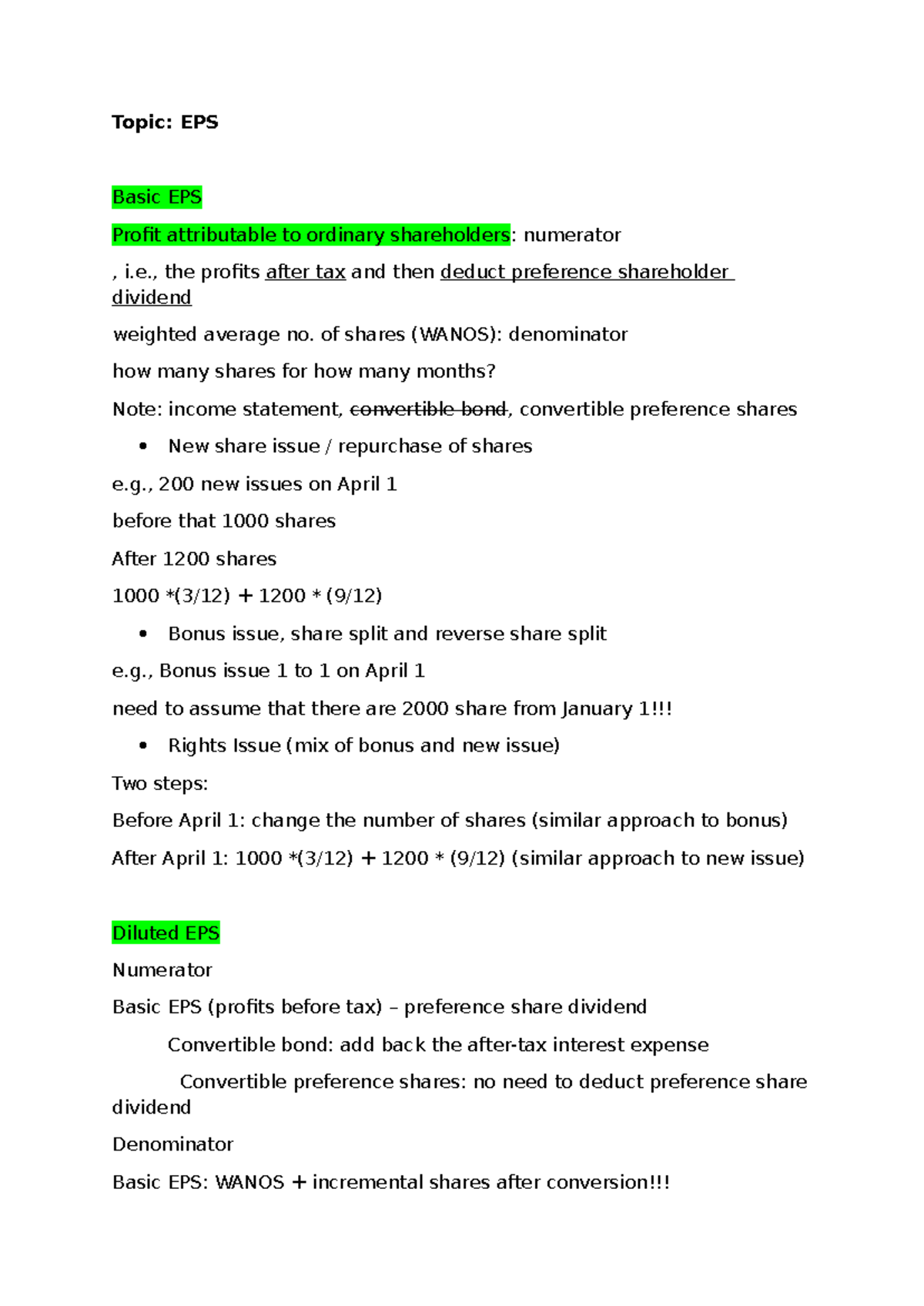 EPS & FX Rate Changes: Review Notes for ACC 101 Final Exam - Studocu