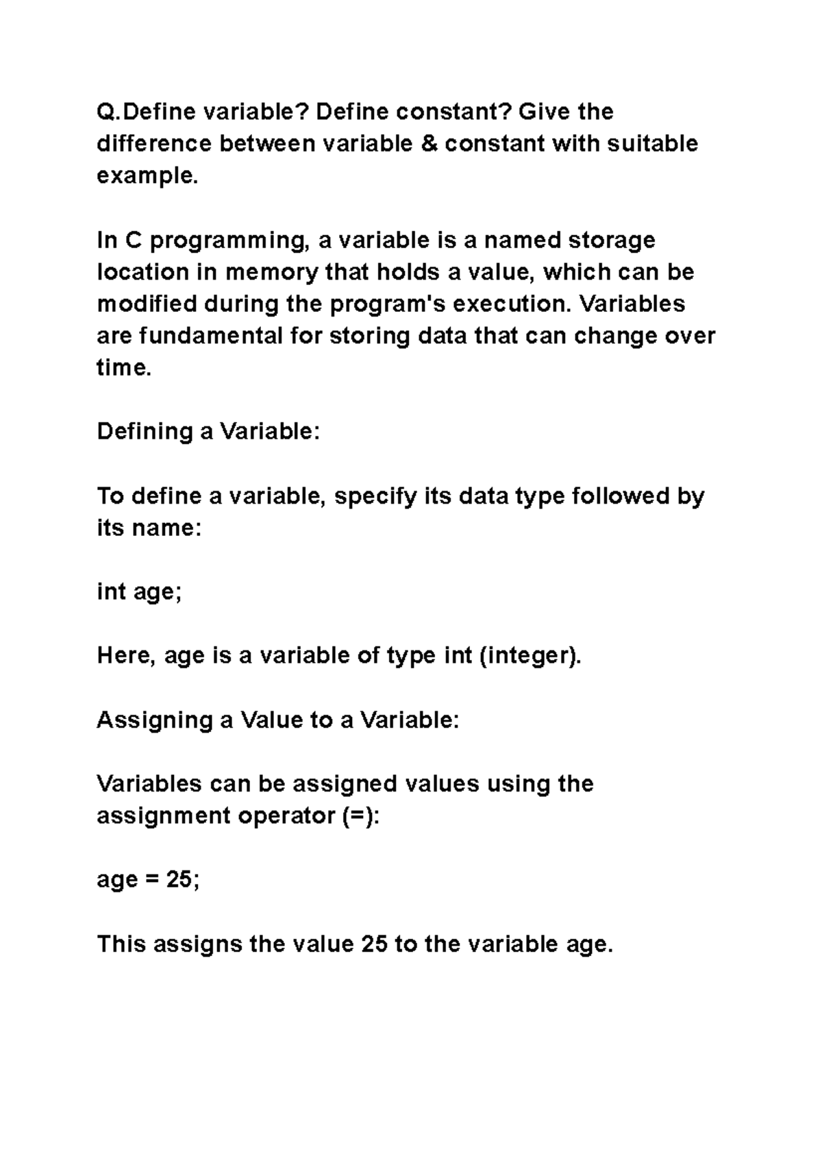 C Programming 101: Variables vs Constants Explained - Studocu