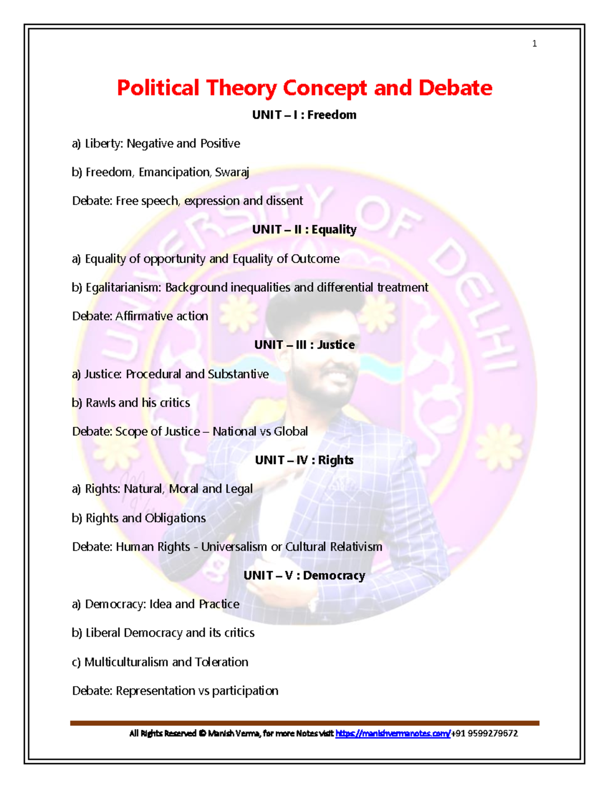 Political Theory Concepts & Debates: Freedom, Equality, Justice, Rights ...