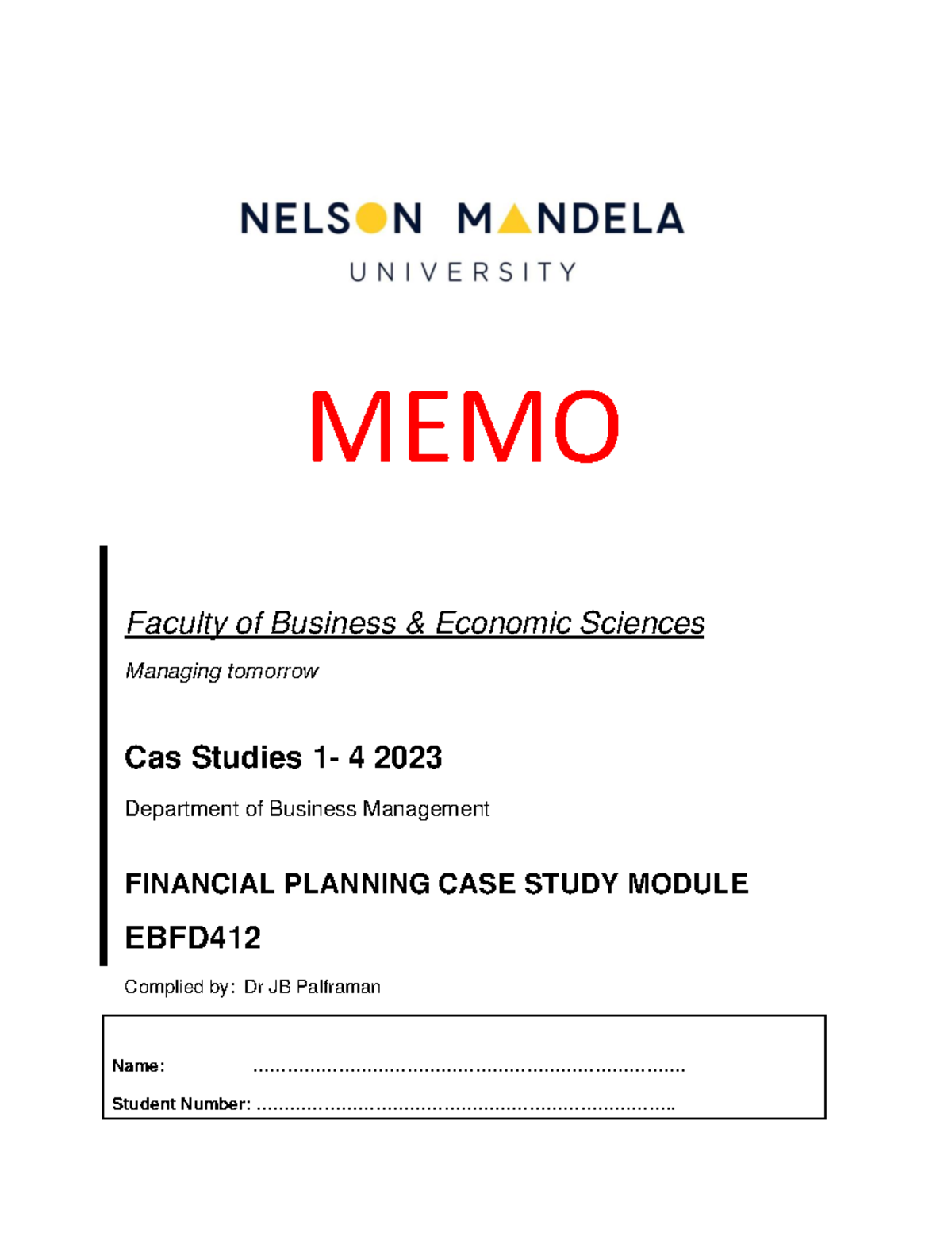 EBFD412 Financial Planning Case Study Guide 2023 with Answers - Studocu