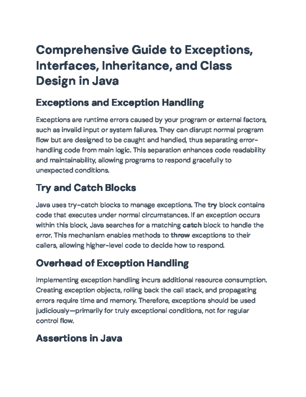 Comprehensive Guide to Java Concepts: Exceptions, Interfaces, and ...